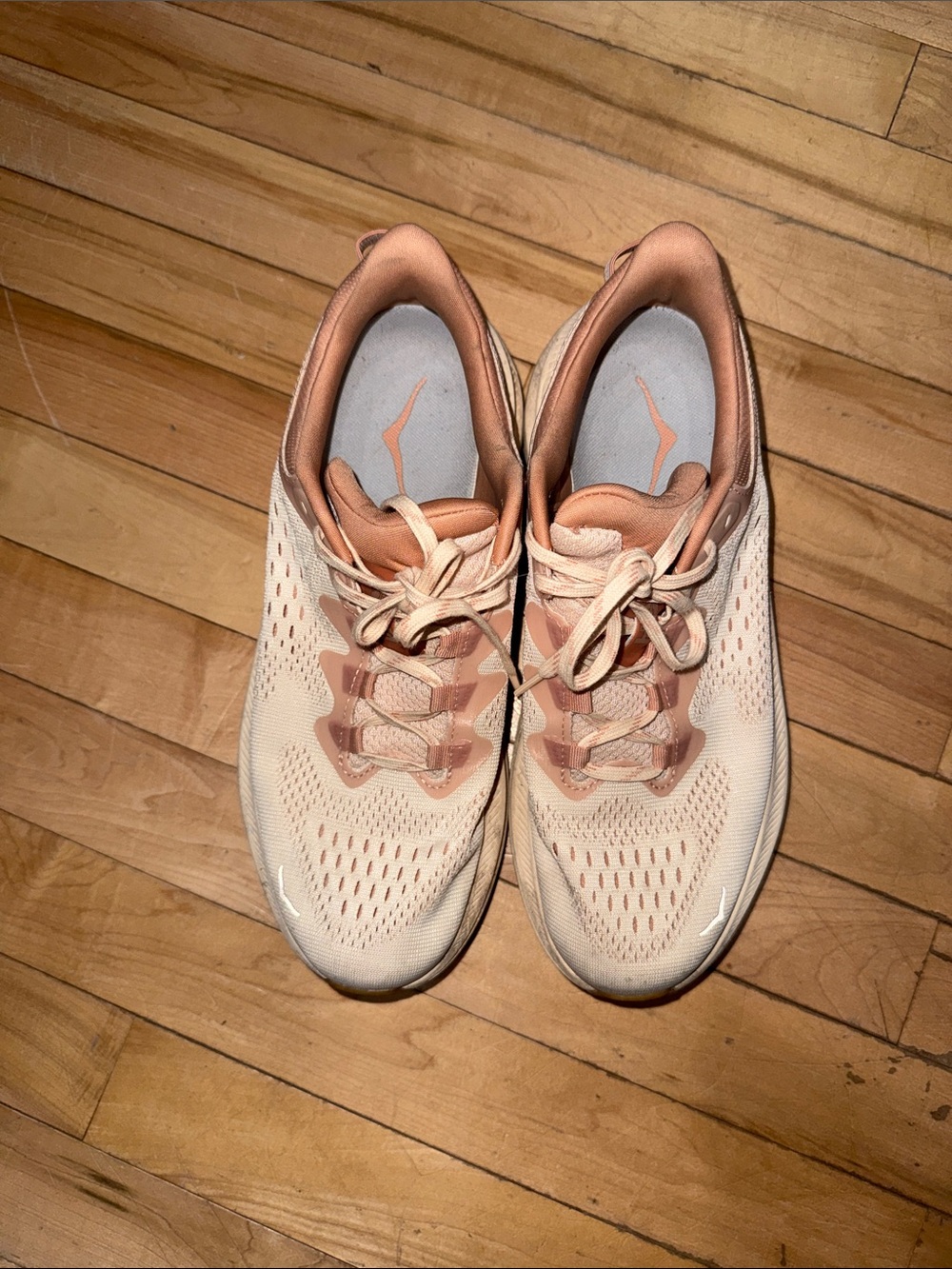 Hoka One One Women's Running Shoes in Pale Pink and Peach